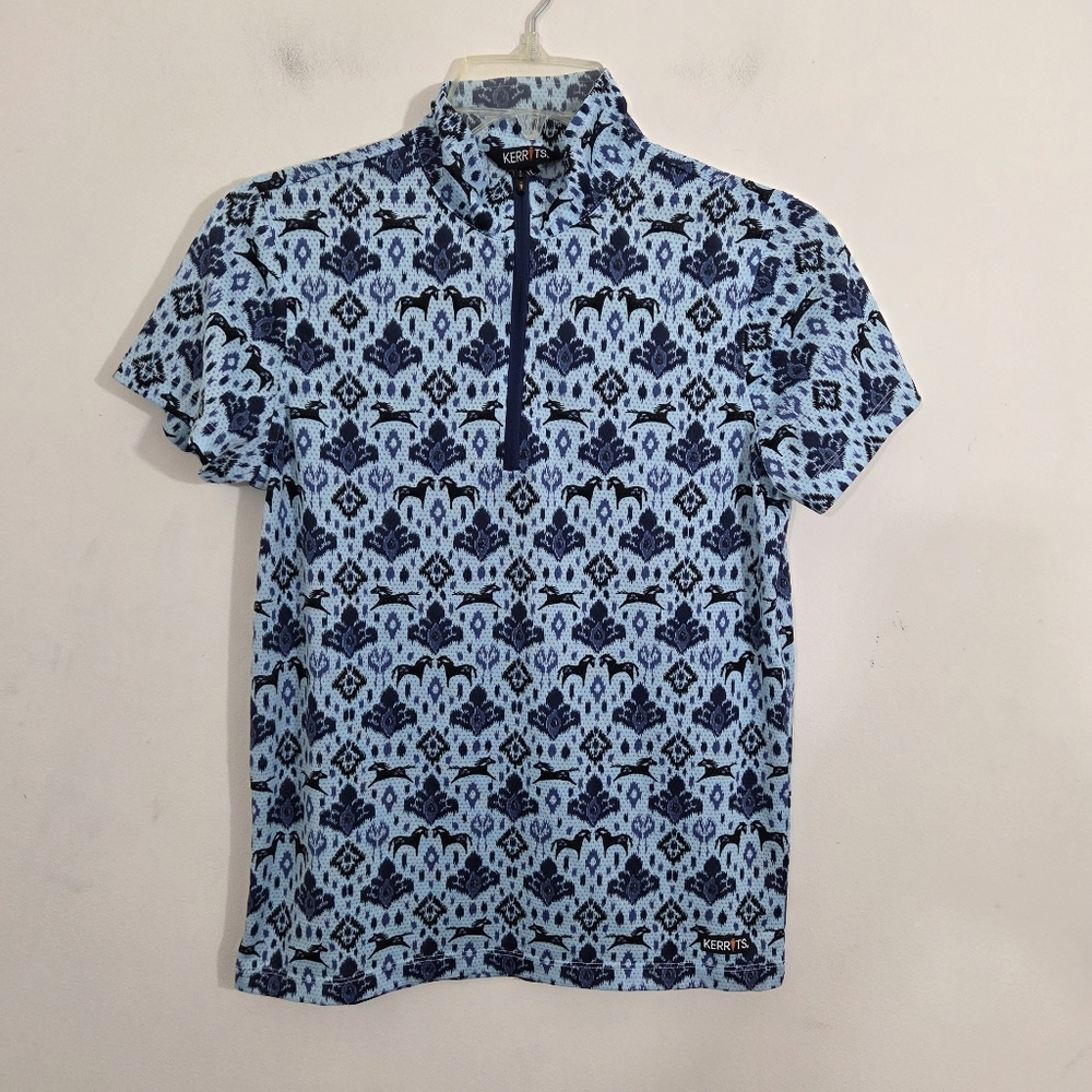 Kerrits Girls Always Cool Ice Fil Shirt Blue Horse Equestrian Riding Size XL - Picture 2 of 8